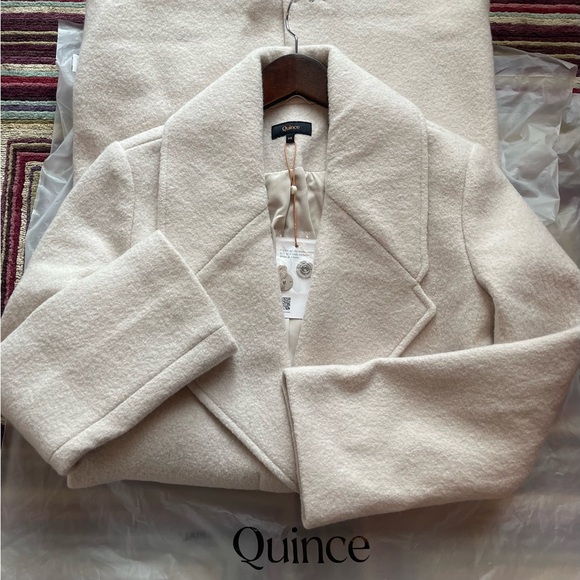 Quince Jackets & Blazers - Quince Women's Elegant 💯% Wool Cream Pea Coat Size XS New